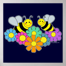 Abejas y flores impresiones