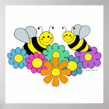 Abejas y poster de las flores