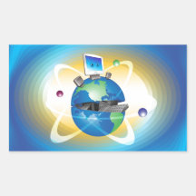 Abra el globo rectangular pegatinas