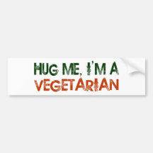 Abráceme que soy un vegetariano pegatina de parachoque