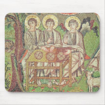 Abraham con los ángeles (mosaico) tapetes de ratón
