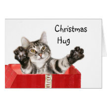 Abrazo del navidad del gatito tarjeta