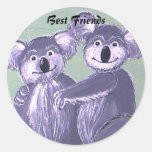 Abrazos de oso de koala de los mejores amigos etiqueta