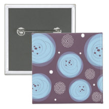 Abstract Blue Flowers Button