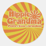 Abuela del Hippie Pegatinas Redondas
