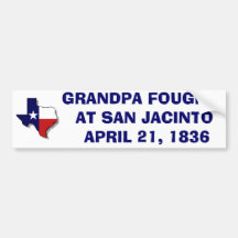 ABUELO DE COMBATE EN SAN JACINTO - 1836 PEGATINA DE PARACHOQUE