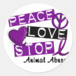 Abuso del animal de la PARADA del AMOR de la PAZ Etiquetas Redondas