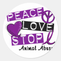 Abuso del animal de la PARADA del AMOR de la PAZ Etiquetas Redondas