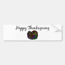 Acción de gracias feliz (cornucopia del art déco) etiqueta de parachoque