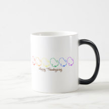 Acción de gracias feliz (pavos del arco iris) taza