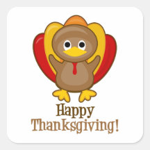¡Acción de gracias feliz! Turquía Calcomanía Cuadradas Personalizadas