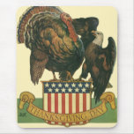 Acción de gracias Turquía, Eagle, bandera del vint Alfombrillas De Raton
