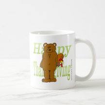 Acción de gracias Turquía que oculta detrás de oso Tazas De Café
