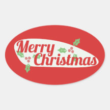 Acebo de las Felices Navidad Calcomanía Óval Personalizadas