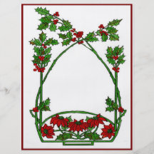 Acebo y Pointsettia del navidad Tarjetas Publicitarias