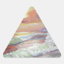 Aceite de la lona del paisaje marino 18x24 hermoso calcomanías triangulos personalizadas