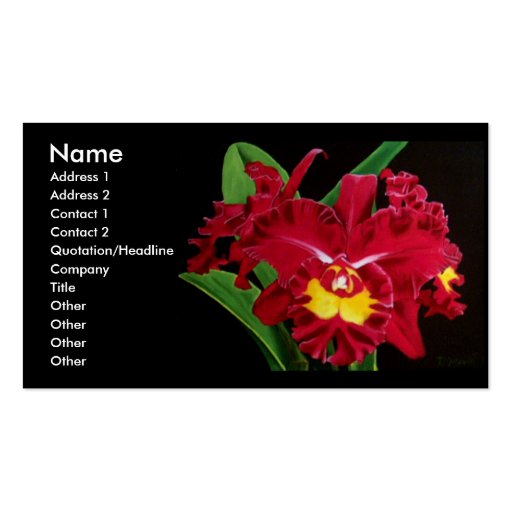Aceite de la orquídea en tarjetas de visita de la 