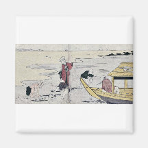 Acopio de las almejas Ukiyoe Imán