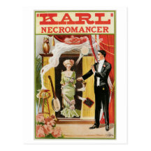 Acto mágico del vintage del mago del nigromante de tarjeta postal