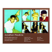 actor 2-Sided y comp modelo del Headshot de Brown Tarjetas Postales