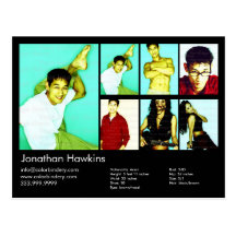 actor 2-Sided y comp negros modelo del Headshot Tarjetas Postales