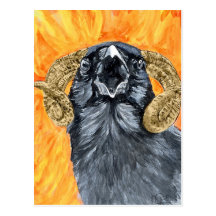 Acuarela del cuervo del aries postal