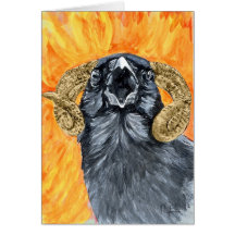 Acuarela del cuervo del aries tarjeta