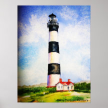 Acuarela del faro de Bodie de Maria Dunham Gualter Poster