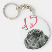 Acuarela del perro de Terranova del amor Llavero Personalizado