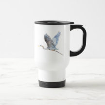 Acuarela que vuela la garza azul taza