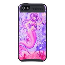 Acuarela rosada y púrpura de la sirena iPhone 5 carcasa