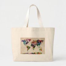 Acuarela urbana del mapa del mundo bolsas