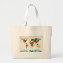 Acuarelas del mapa del mundo bolsas