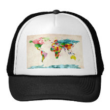Acuarelas del mapa del mundo gorros bordados
