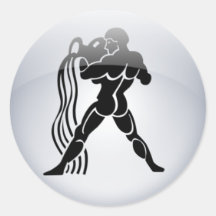 Acuario del zodiaco etiqueta redonda