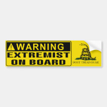 ADVERTENCIA - bandera de Gadsden del extremista a  Etiqueta De Parachoque