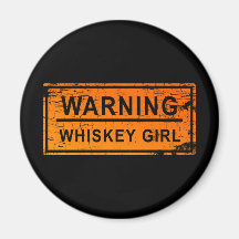 Advertencia - chica del whisky imán de frigorifico