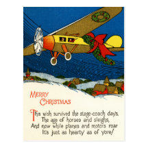 Aeroplano de las Felices Navidad Postales