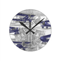 Aeroplano del biplano de Waco del vintage Reloj De Pared