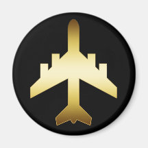 AEROPLANO DEL JET DEL ORO IMANES DE NEVERA