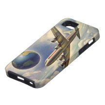 Aeroplano del vintage que vuela en todo el mundo e iPhone 5 cárcasas
