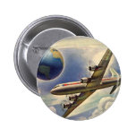 Aeroplano del vintage que vuela en todo el mundo e pins