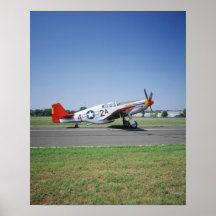 Aeroplano rojo de la cola de P-51 C Tuskegee en el Poster