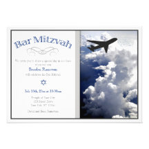 Aeroplano sobre las invitaciones de Mitzvah de la  Invitaciones Personales