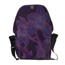 Aerosol de orquídeas púrpuras bolsa messenger