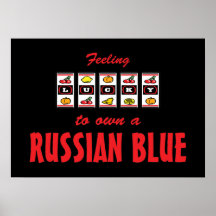 Afortunado a propio un diseño azul ruso del gato d impresiones