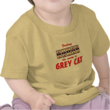 Afortunado a propio un diseño gris del gato de la  camiseta