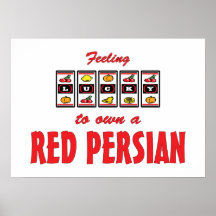 Afortunado a propio un diseño persa rojo del gato  impresiones