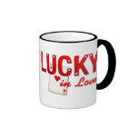 Afortunado en personalizado del amor tazas