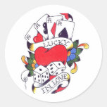 AFORTUNADO EN TATUAJE DEL AMOR PEGATINAS REDONDAS